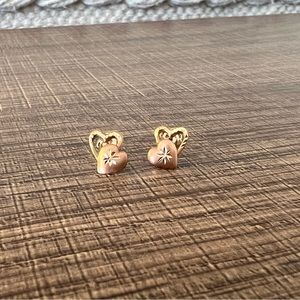 Dainty Pink and Gold Heart Earrings